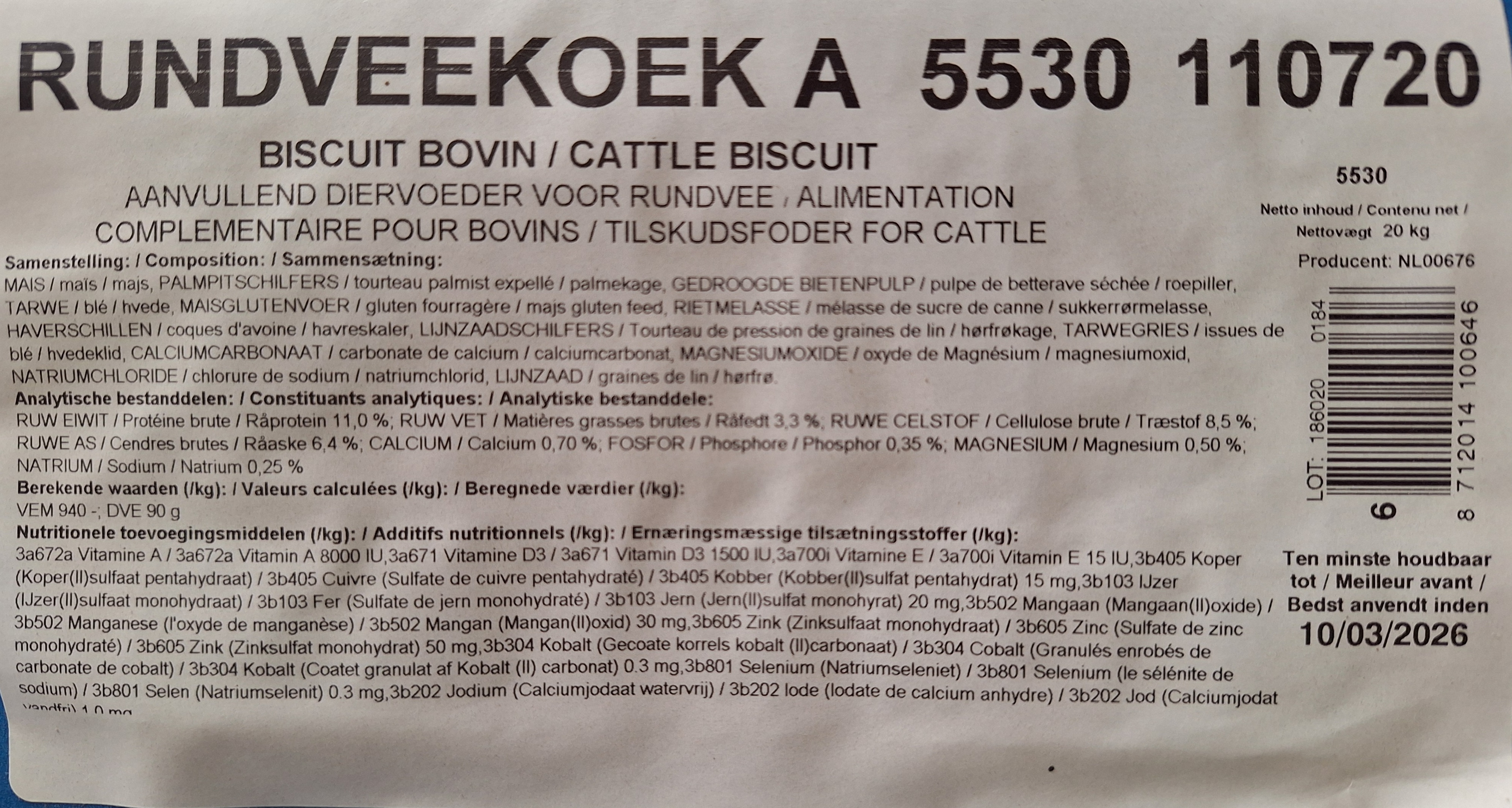 Rundveekoek A 20 kg. - Afbeelding 3