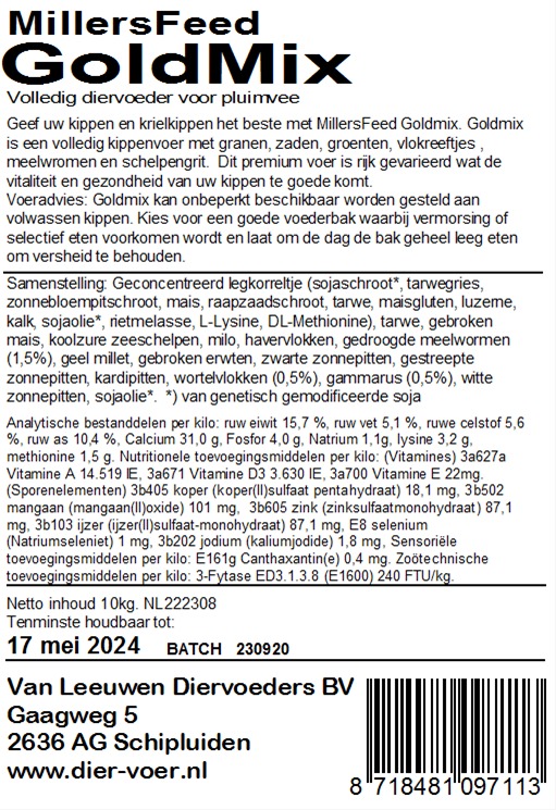 MillersFeed GoldMix 1,75 kg. - Afbeelding 3